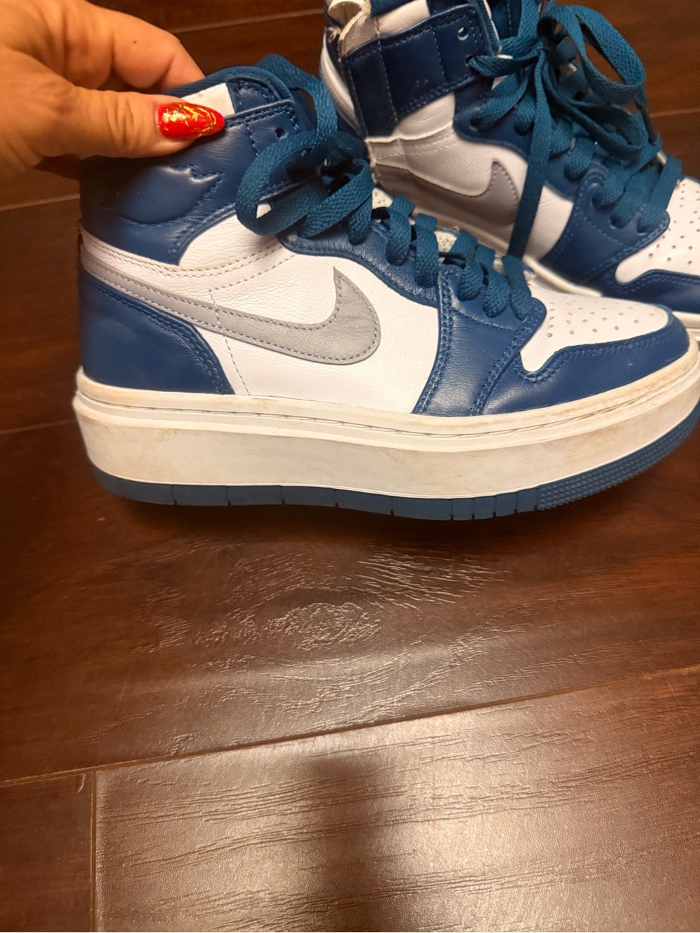 Nike Jordan platform High-Top Athletic Sneakers in Blue and White 5.5